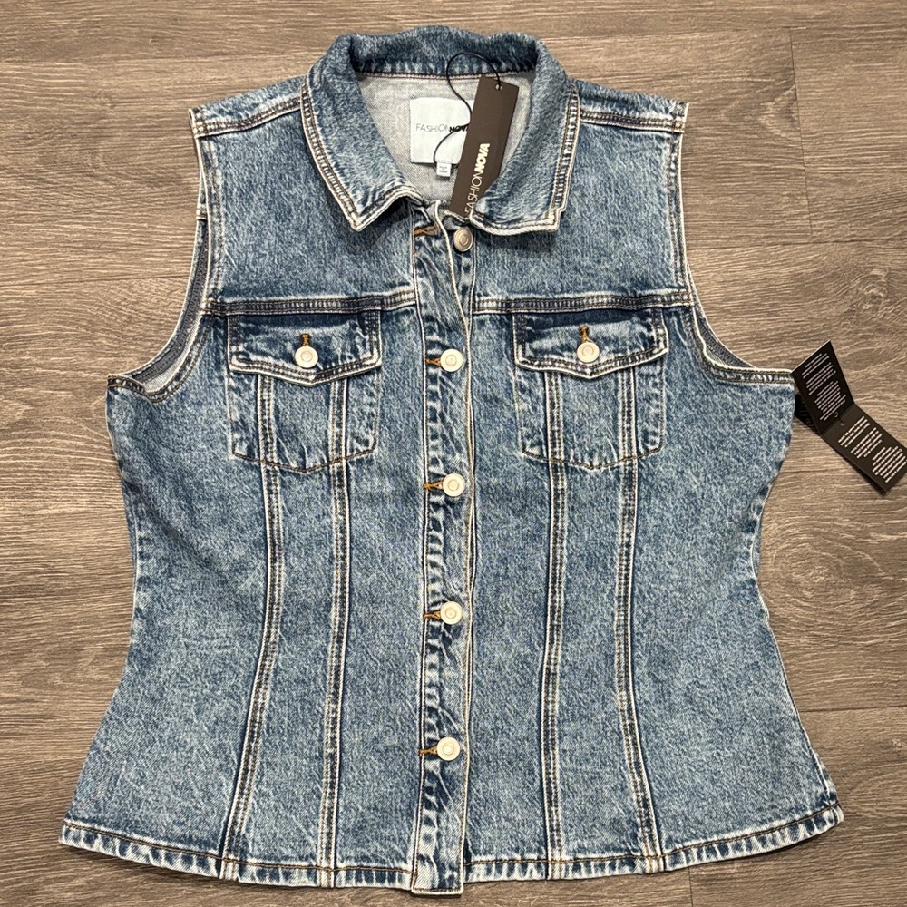 Fashion Nova Blue Denim Vest